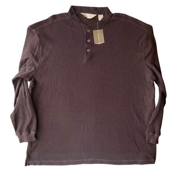 Taylor & Henry Men’s Long Sleeve V-neck 3 Buttons Sweatshirt size 2XL,Taupe Gray - Picture 1 of 8